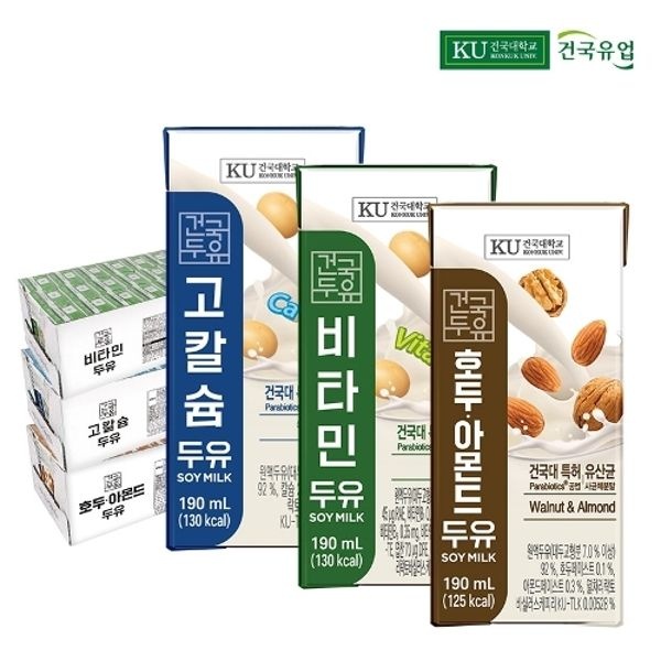 건국두유 72팩 (고칼슘24 + 비타민24 + 호두아몬드 24)