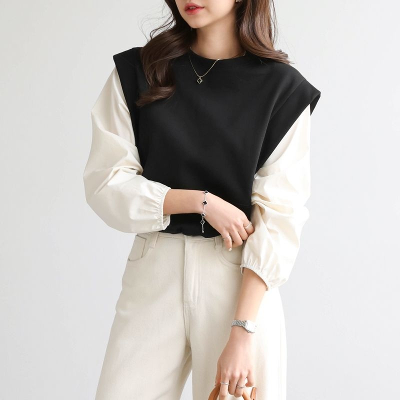 피핀 레이어드 필 블라우스 49633