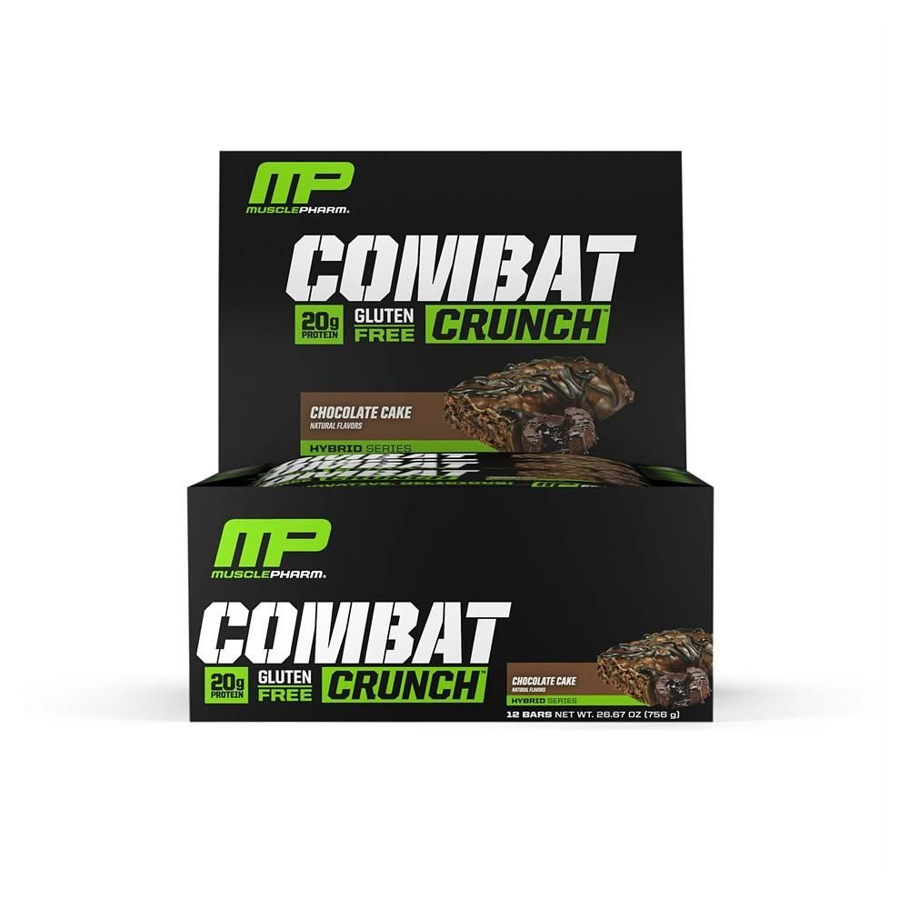 [해외] 머슬팜 프로틴 바 12개입 1팩 크런치 초콜릿 케이크 MusclePharm Combat Crunch Protein Bar, Chocolate