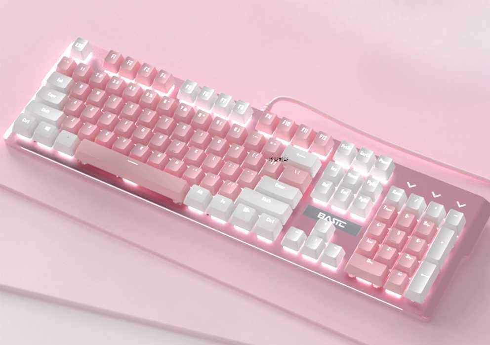 [해외] 유선 키보드 핑크 적축 청축 갈축 104키 게이밍 회사