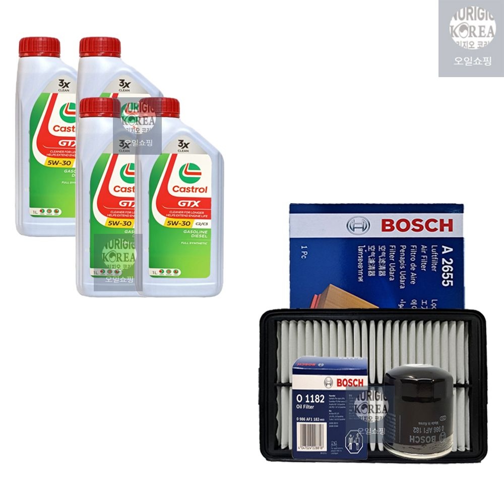 [오늘출발] 캐스트롤 아반떼AD 1.6 가솔린 캐스트롤 GTX SP C2/C3 5W30(4L) 엔진오일+필터 세트 1182-2655