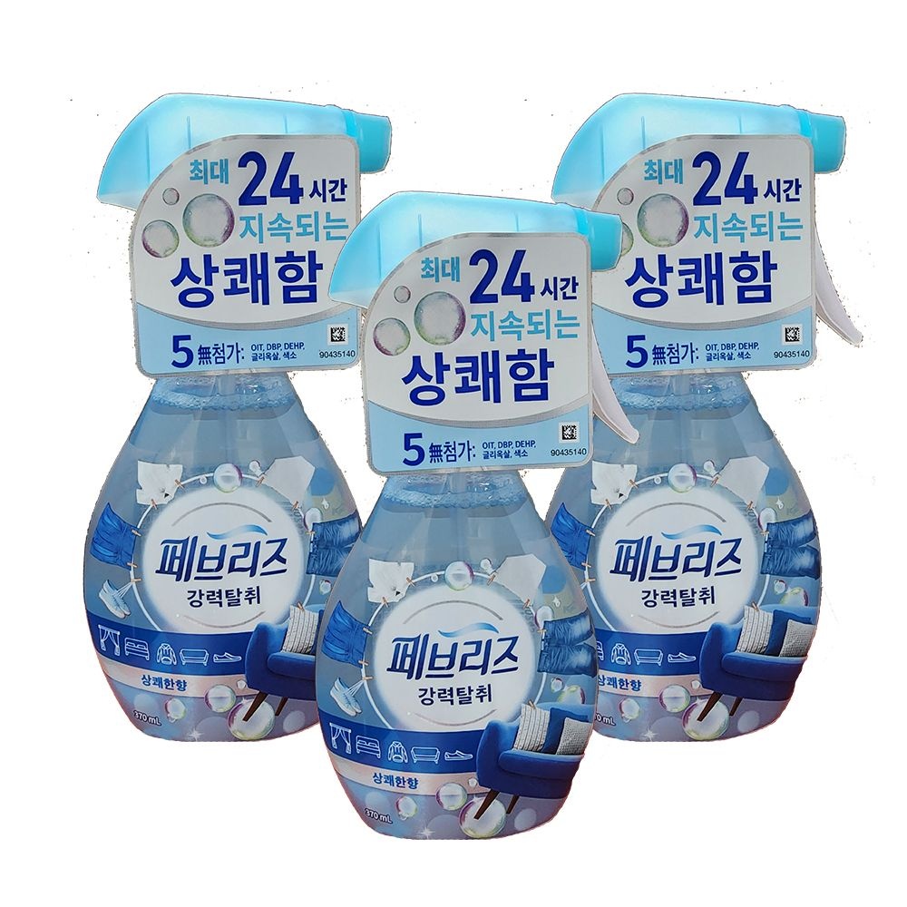 페브리즈 P&G 페브리즈 섬유탈취제 강력탈취 용기형 상쾌한향, 370ml, 3개