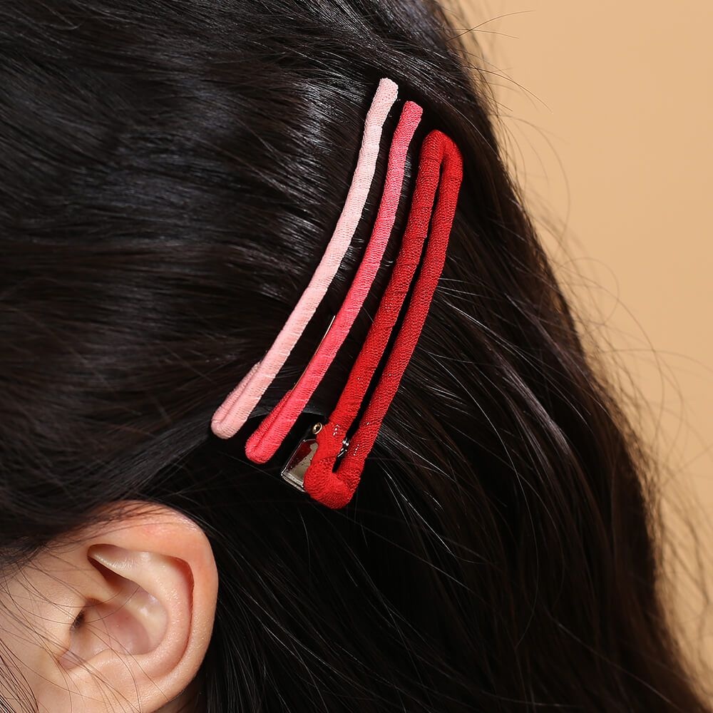 굿즈트리 (현대Hmall) [엔젤슈슈] 네모 집게+컬러실핀 헤어핀 2종 세트 레드