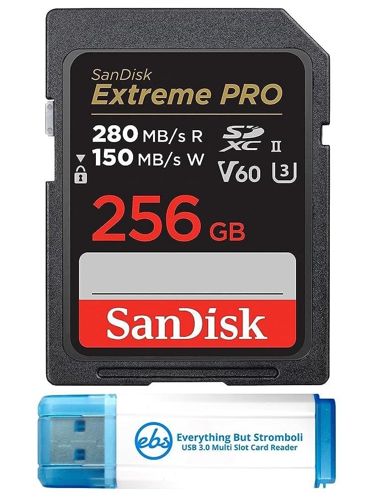 샌디스크 256GB 익스트림 프로 SDXC UHS-II 메모리 카드 소니 A7S III ZV-E1 미러리스 카메라(SDSDXEP-256G-GN4IN) V60 U3 번들 Ever