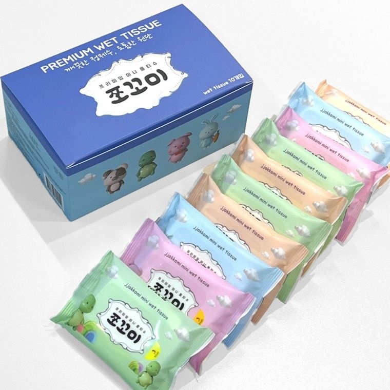 휴대용 미니 물티슈 10개입 콧물 여행용 포켓 배변 티슈