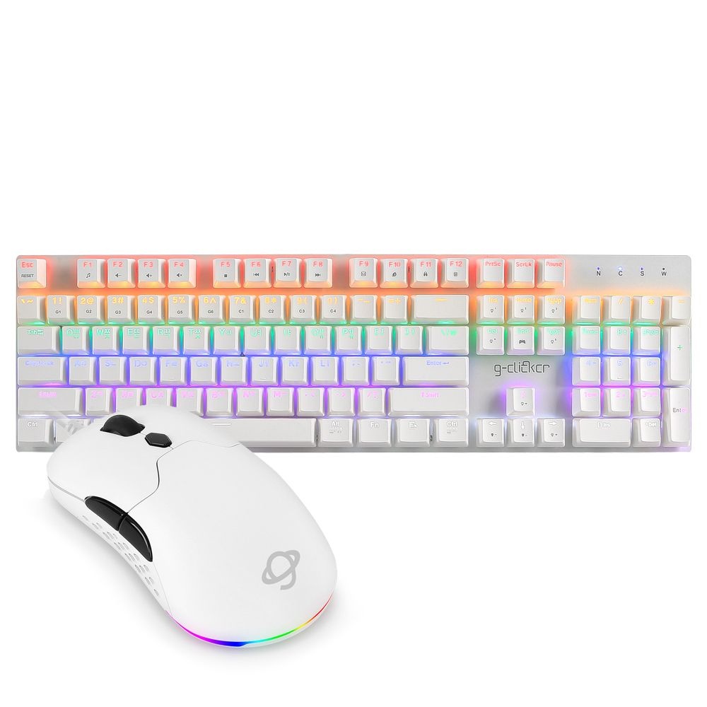 지클릭커 슈퍼히어로 GK-K530 화이트 (청축) + OP90 화이트 키보드 마우스 세트