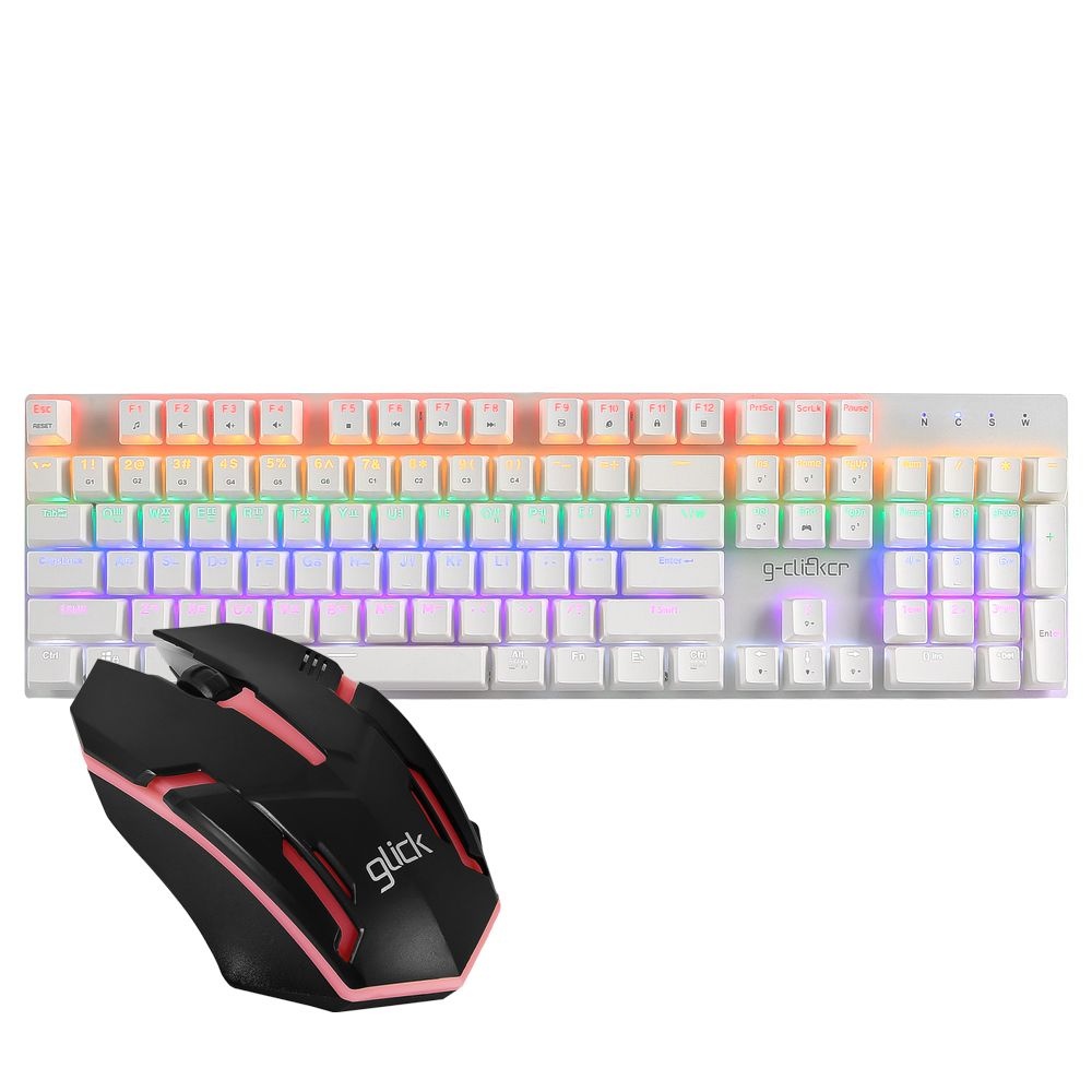지클릭커 슈퍼히어로 GK-K530 화이트 (갈축) + CT170 키보드 마우스 세트