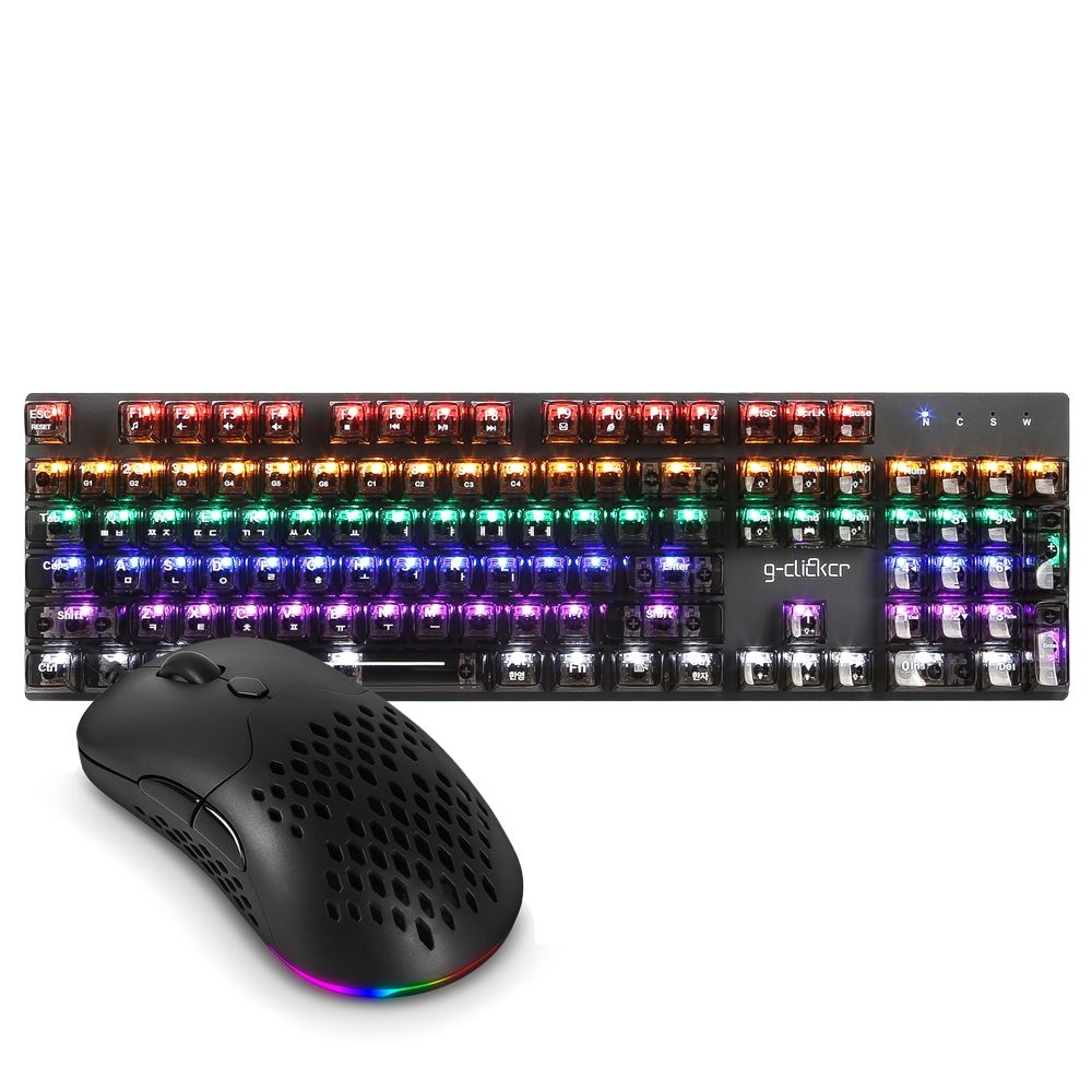 지클릭커 슈퍼히어로 GK-K540 블랙 (청축) + OP90 블랙 유선 키보드 마우스 세트