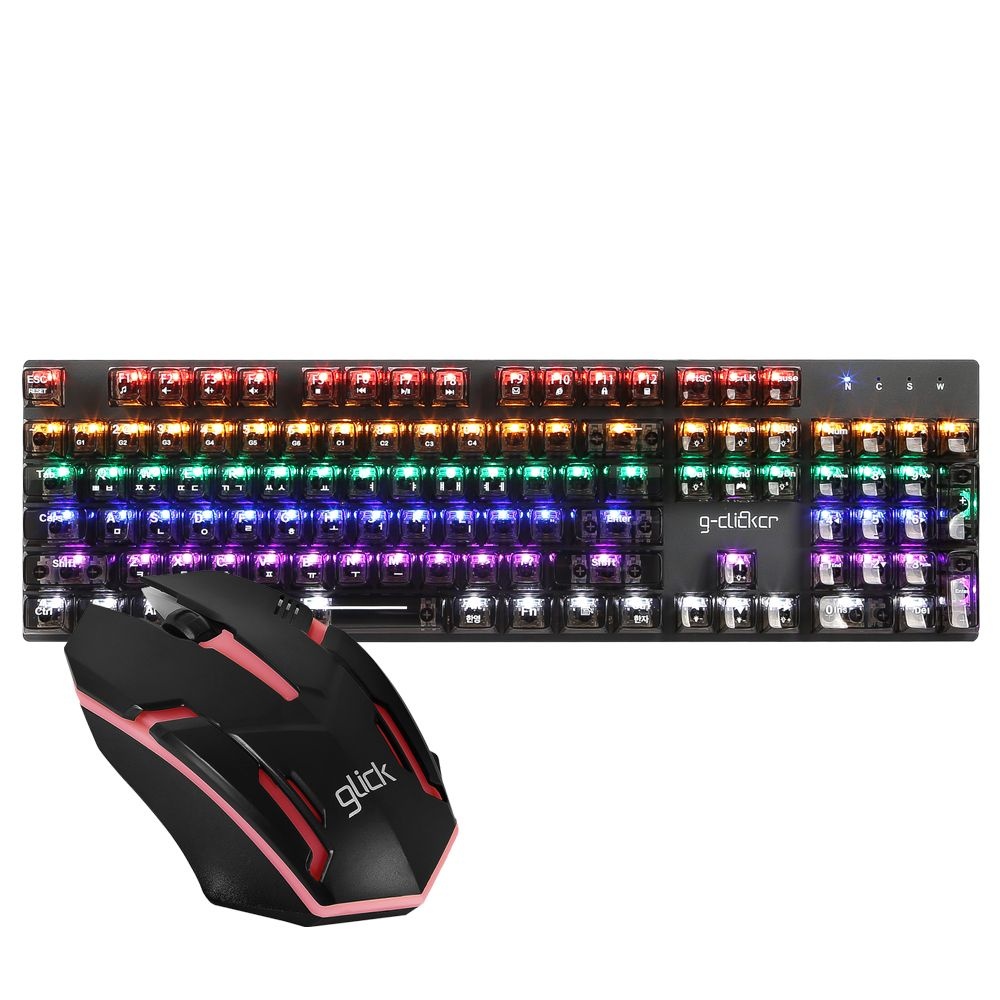 지클릭커 슈퍼히어로 GK-K540 블랙 (갈축) + CT170 키보드 유선 마우스 세트