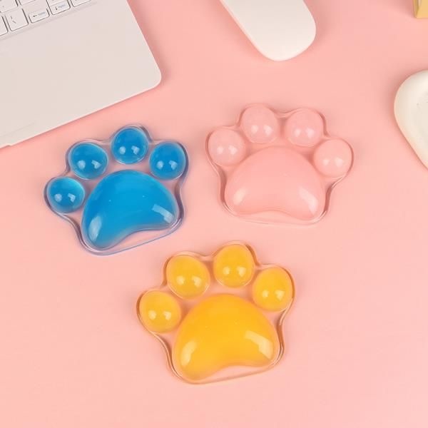 투명 고양이 발 모양 실리콘 마우스 손목 받침대, 피로 방지, 사무실