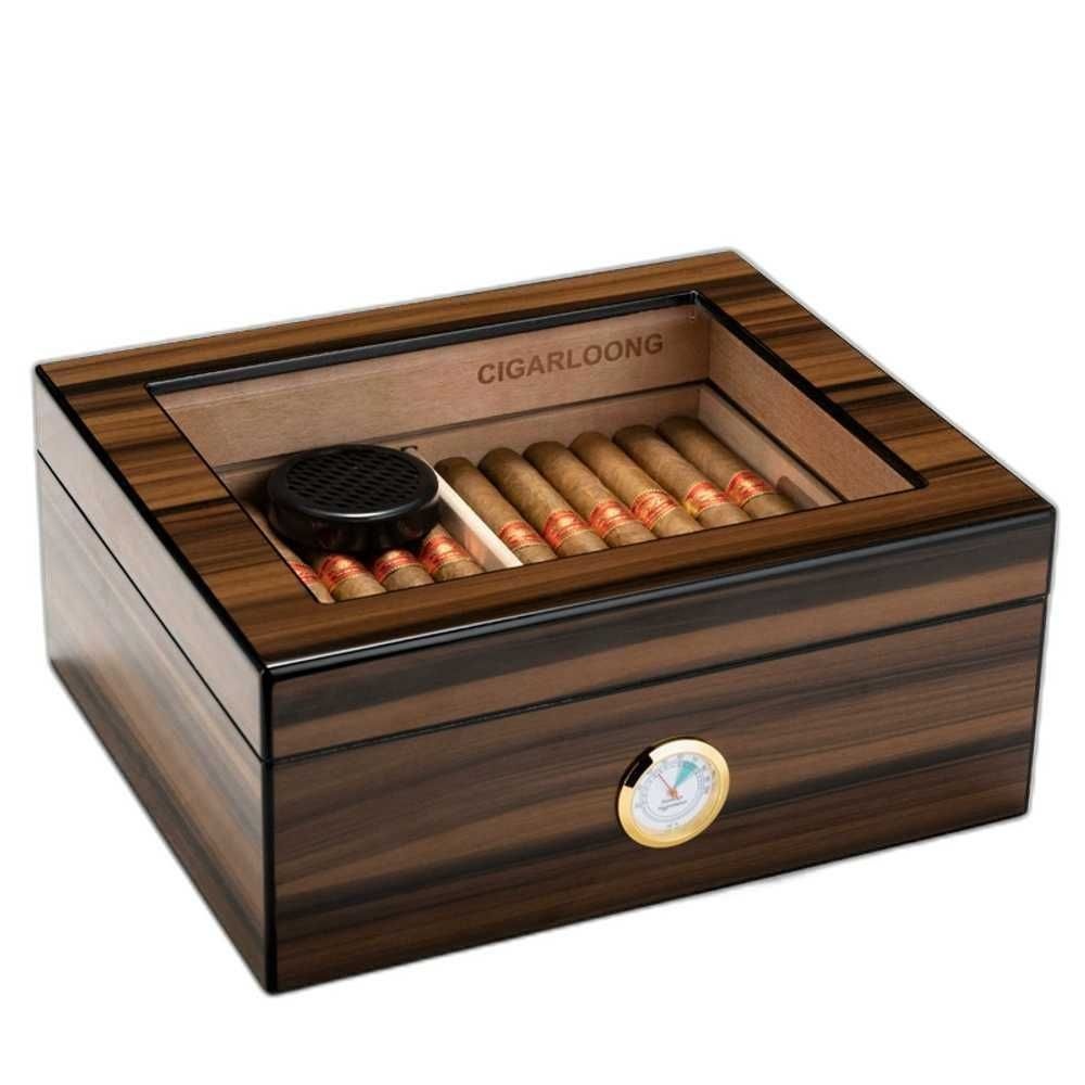 삼나무 원목 시가 보관함 습도계 담배 수납 버클박스 시가휴미더