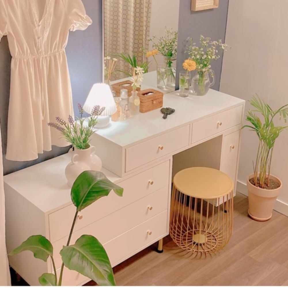 딸 자녀 자취방 선물 좁은 공간 활용 수납 거울 화장대 세트 대학생 깔끔