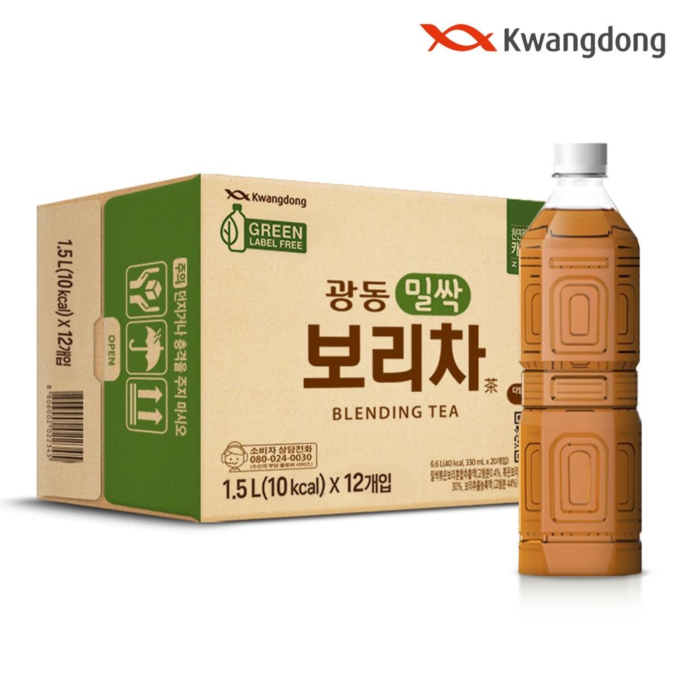 광동 [광동직영] 밀싹보리차 무라벨 1.5L x 12pet (무/유라벨 랜덤발송)