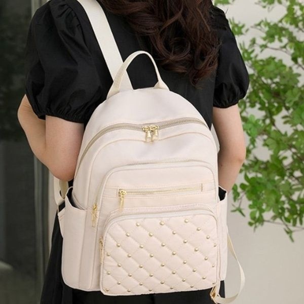 |CCB3DB9|스터드 퀼팅 메탈지퍼 멀티수납 직장인 여성백팩
