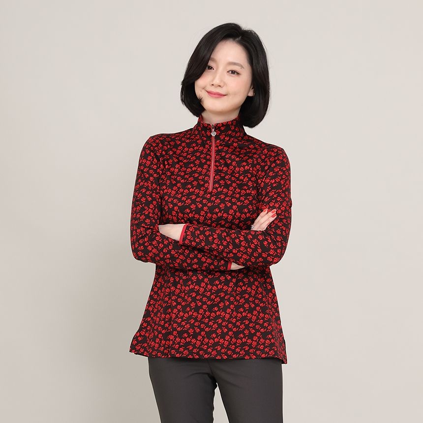 [패션플러스][애비뉴투지]백만송이 실켓 면 스판 봄 가을 집업 티셔츠 A09125