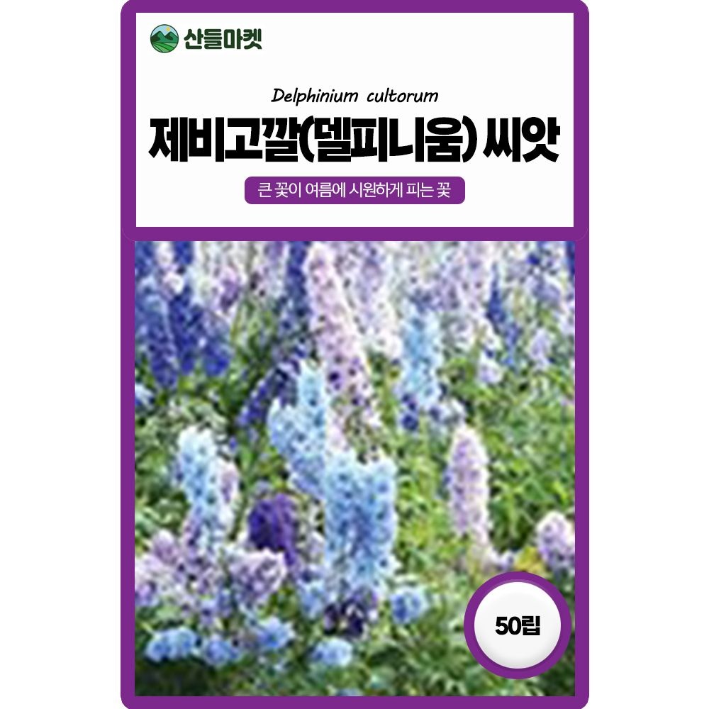 산들마켓 제비고깔 꽃씨앗 50립 푸른계열의 다년생 델피니움 꽃씨 종자