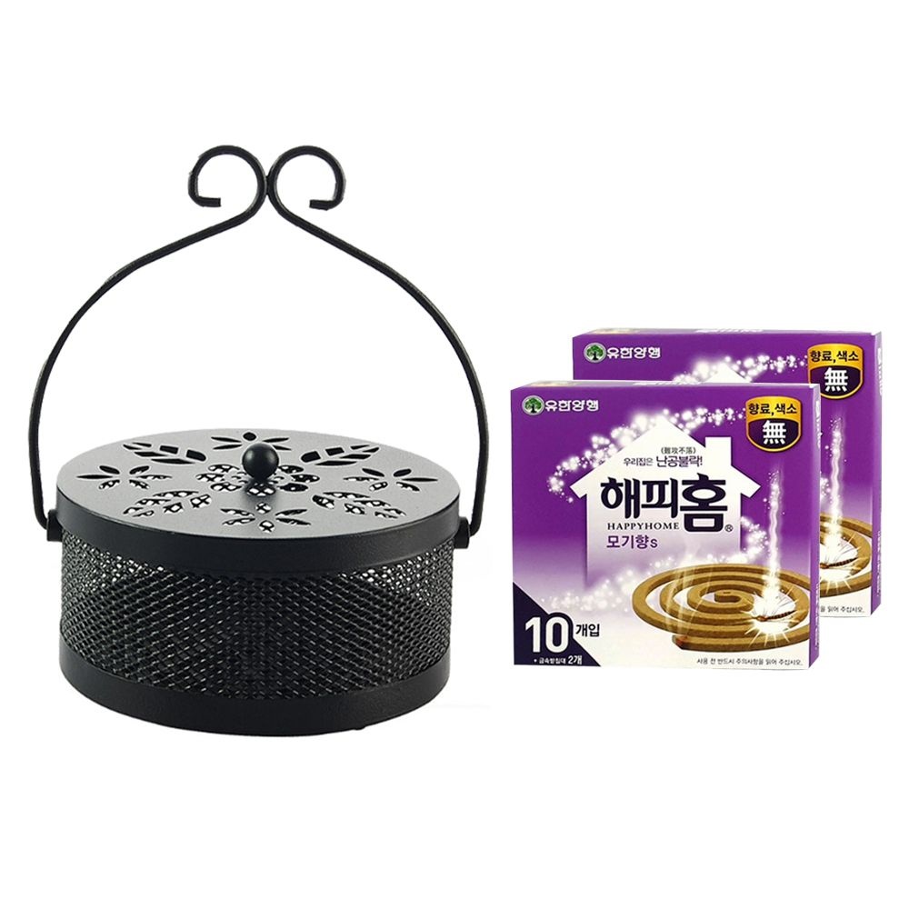 엔틱 모기향연소기+해피홈 모기향 20매 벌레 모기퇴치