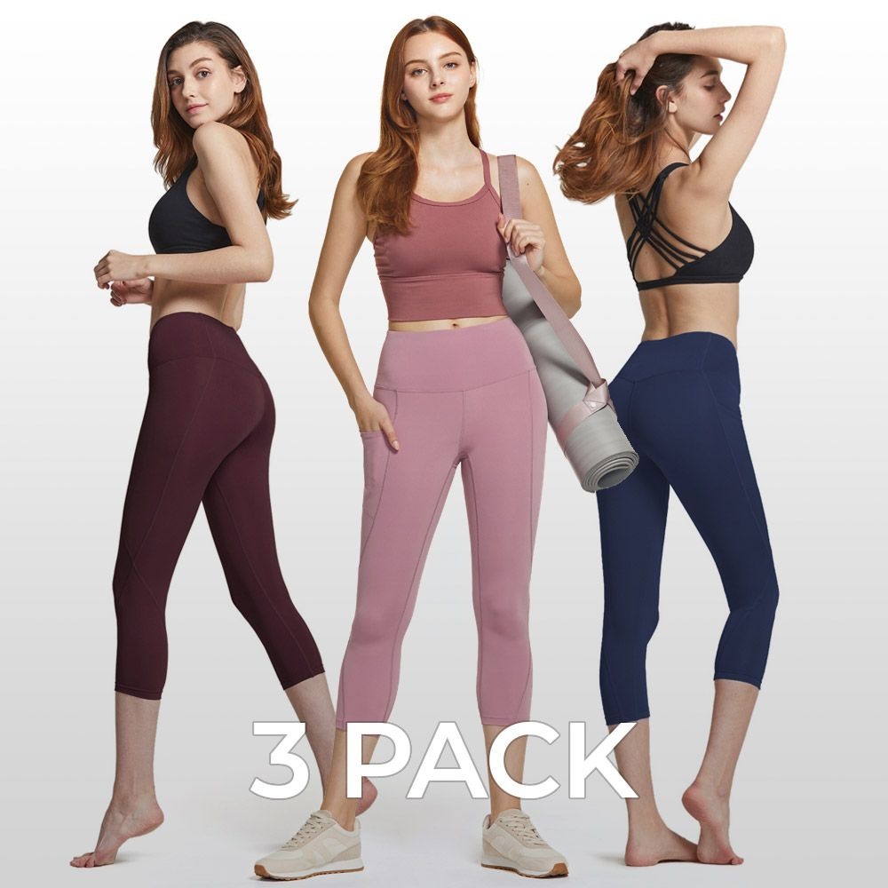 [민영상사]TESLA  하이웨이스트 포켓 8부 레깅스 3팩 YCP36