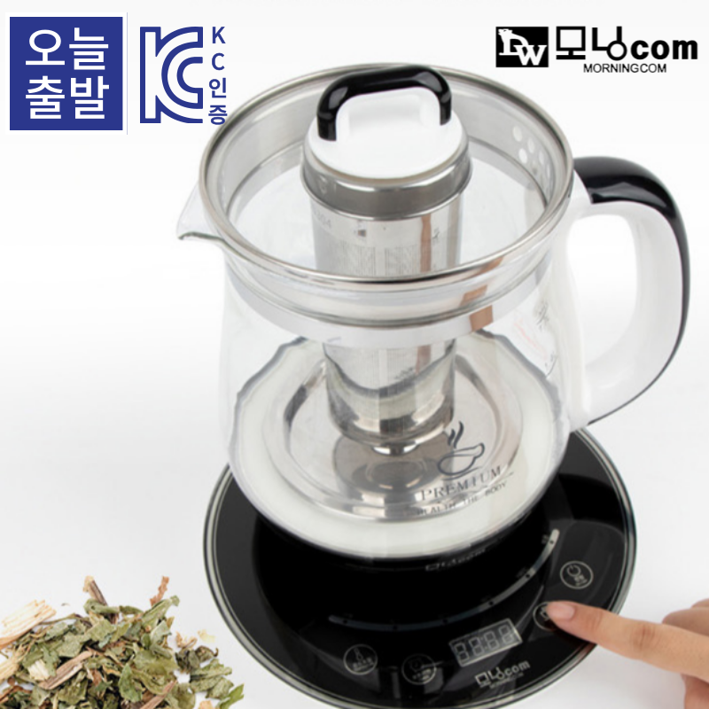 모닝컴 프리미엄 유리 전기 티포트 건강차탕기 DWTM-1701OS 1.7L 현재온도표시 24시간보온 분유포트