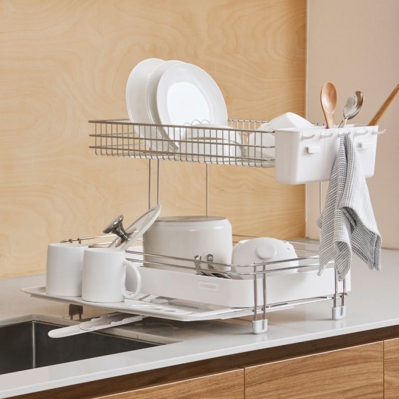 한샘 올데이 304스텐 2단 식기건조대 세트 2단 식기건조대+수저통+접시꽂이 물빠짐 설거지