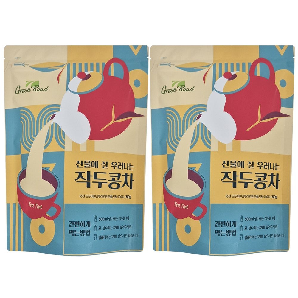 [온누리상품 상생페이백] 국산 볶은 무농약 작두콩차 60g x 2개 어린꼬투리