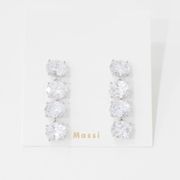 [미라클세븐][M7] 여자 크리스탈 드롭 실버 큐빅 럭셔러 귀걸이