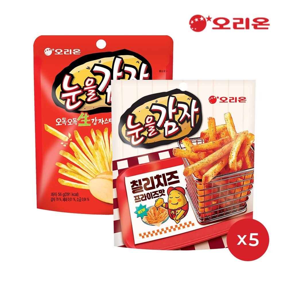 오리온 눈을감자 칠리치즈 프라이즈(56g) x 5개 + 페퍼솔트 x 5개