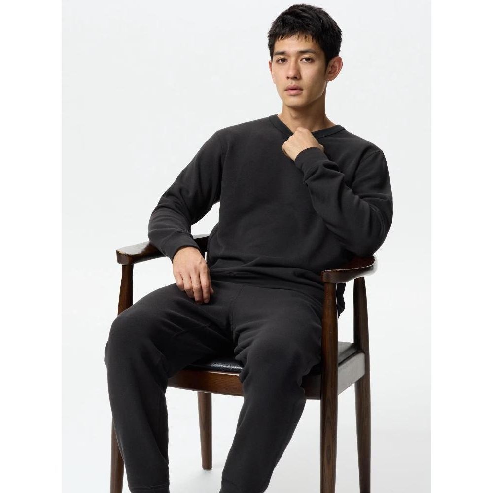 유니클로 울트라 스트레치 스웨트 세트 474087 블랙 남성 잠옷 룸웨어 파자마 봄 가을