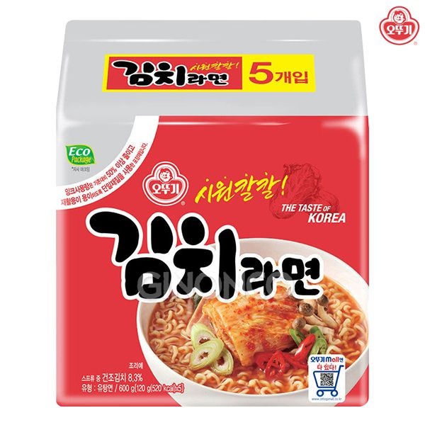 오뚜기 김치라면 (120gX5입) 봉지면