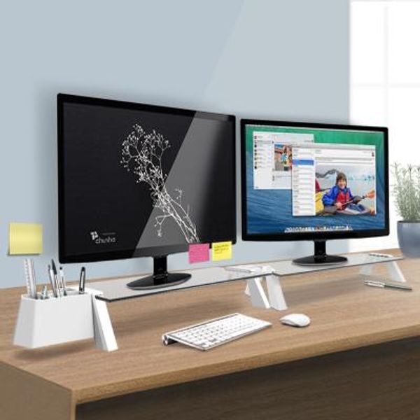 [교보문고] 천하지엘씨 듀얼모니터받침대모음전-USB3.0 화이트/투명