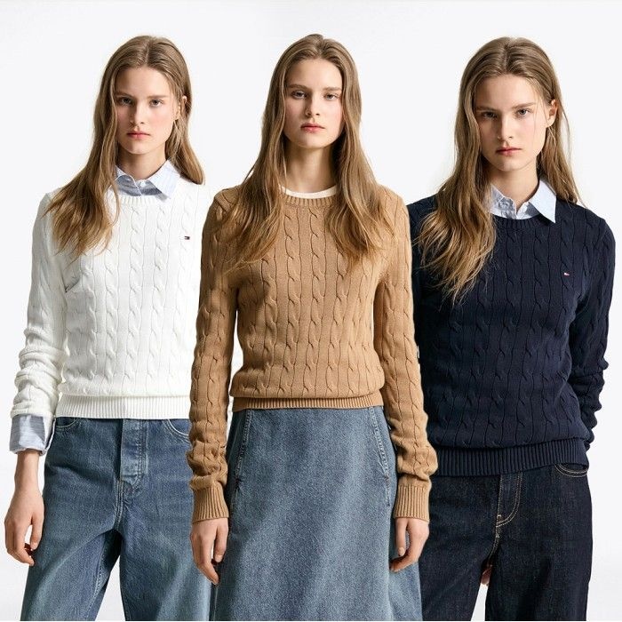 [라스트60%][공식] 코튼 케이블 크루넥 스웨터 3종 택1 T22F0KTO003WT2 (정상가:219,000원)
