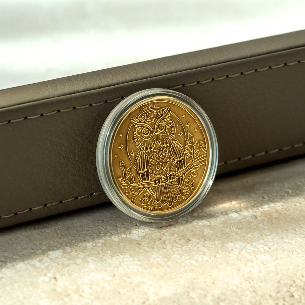 순금 24K 골드바 행운 선물 골드 부엉이 코인 0.1g