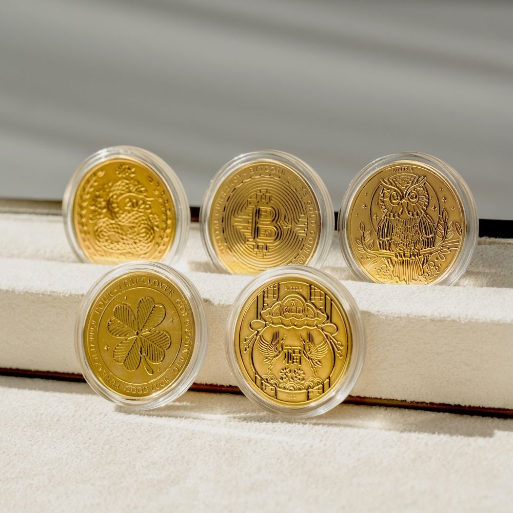 순금 24K 골드바 행운 선물 골드 비트코인 코인 0.1g