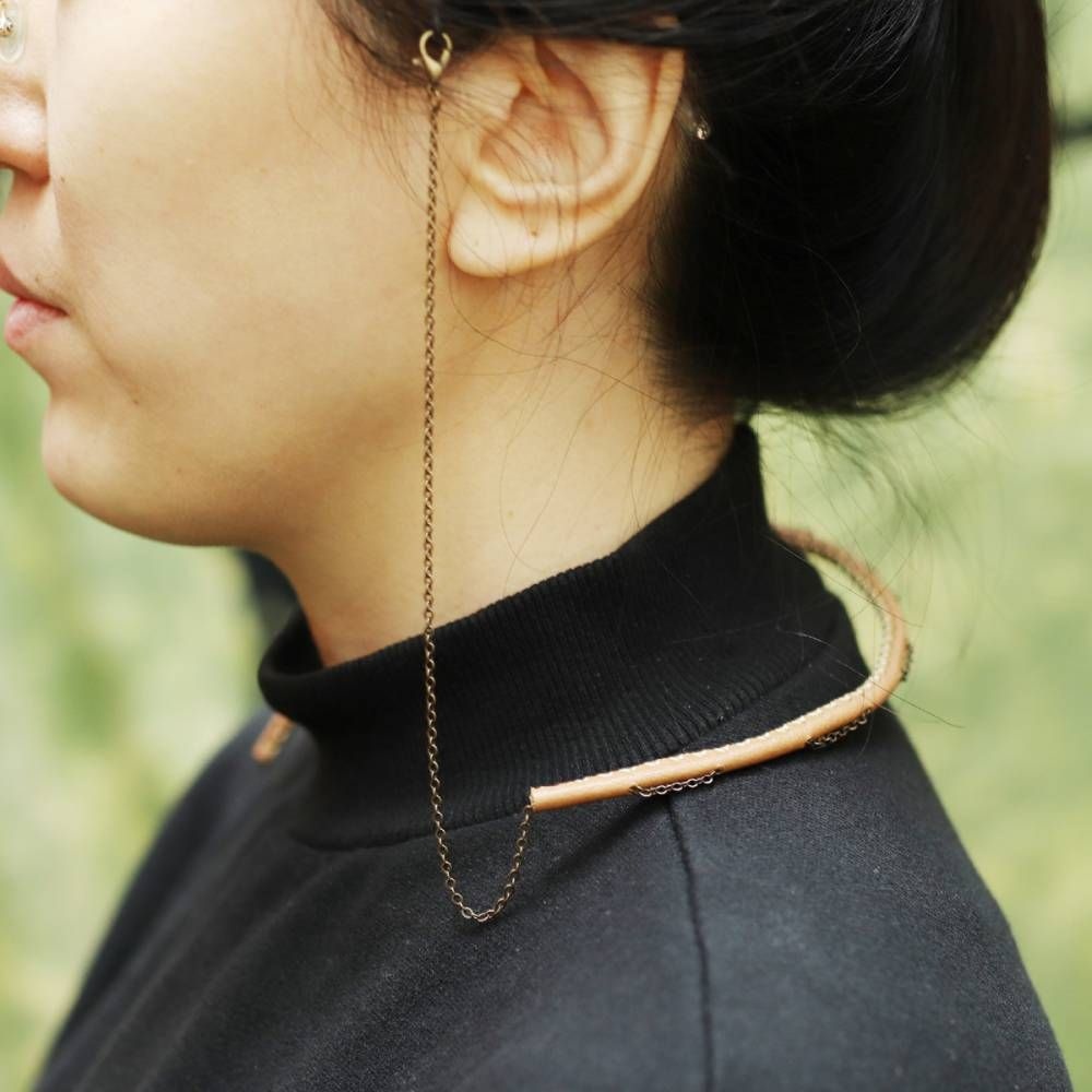 롯데 롯데리아 교체형 안경스트랩 걸이 남성줄 추가고리증정 고급줄 선글라스줄 체인 브라운가죽으로 에치펠레 수공품 감싼