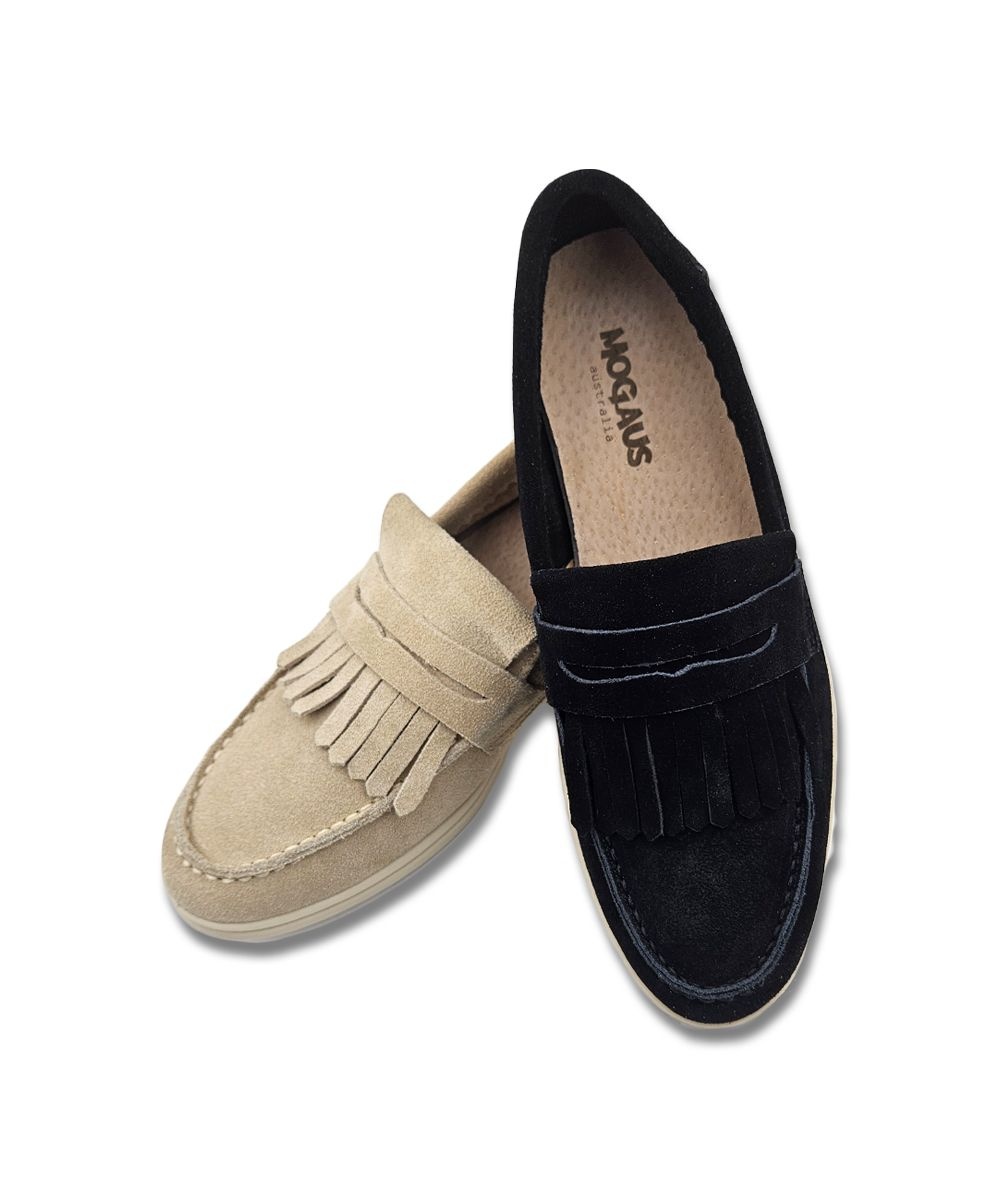 [패션플러스][모그어스]모카 테슬 천연소가죽 로퍼 (샤모아래더 인솔)