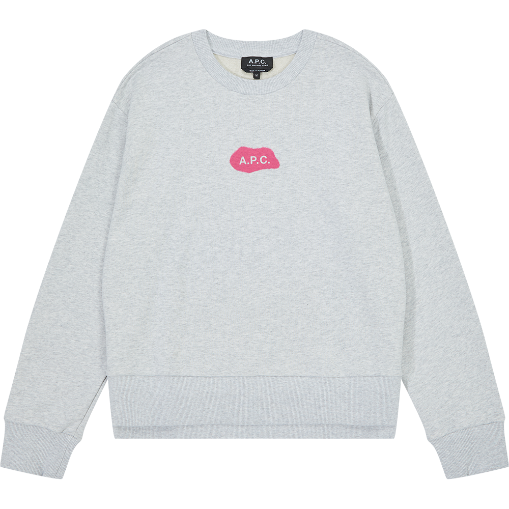 아페쎄 시빌레 로고 맨투맨 티셔츠 여성 스웨트 셔츠 라이트 그레이 핑크 COEIP F27827 PLB