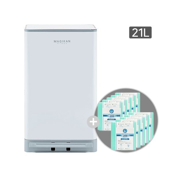 매직캔 휴지통 쓰레기통 히포 21L 화이트 (추가 리필 10롤) 4중냄새차단