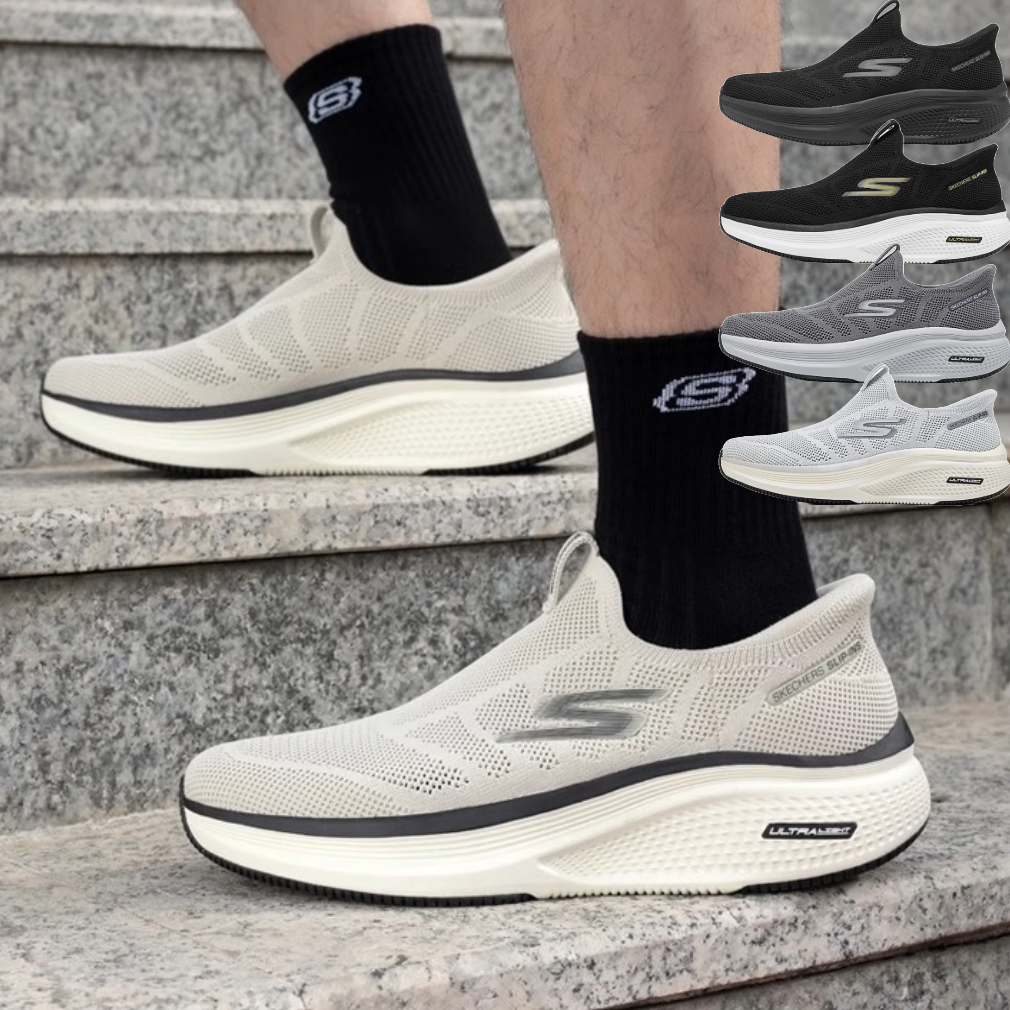 [해외] 스케쳐스 남성용 슬립 인스 여름 통기성 운동화 블랙 화이트 그레이 220857