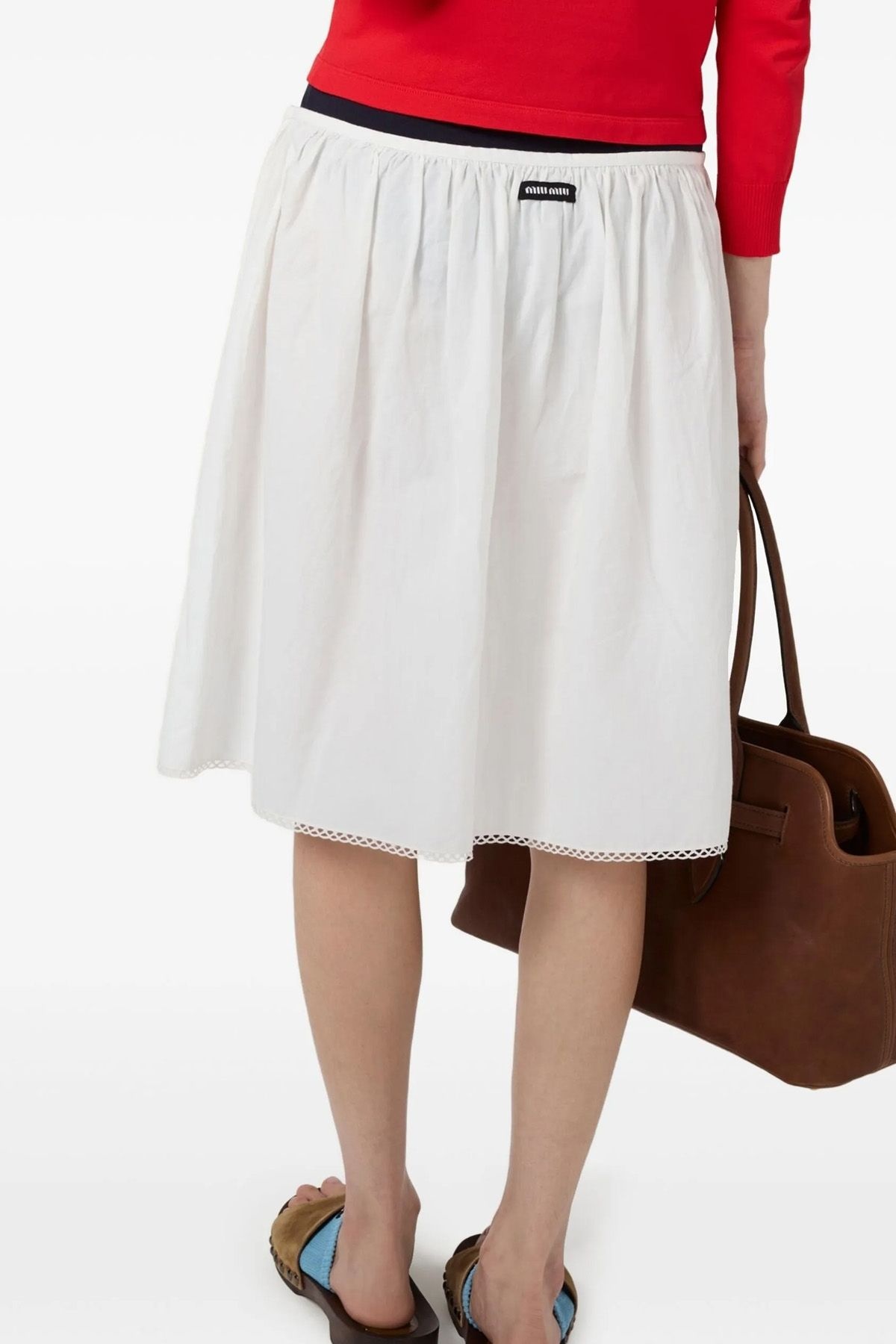 [해외] MIU MIU Flamed 포플린 스커트