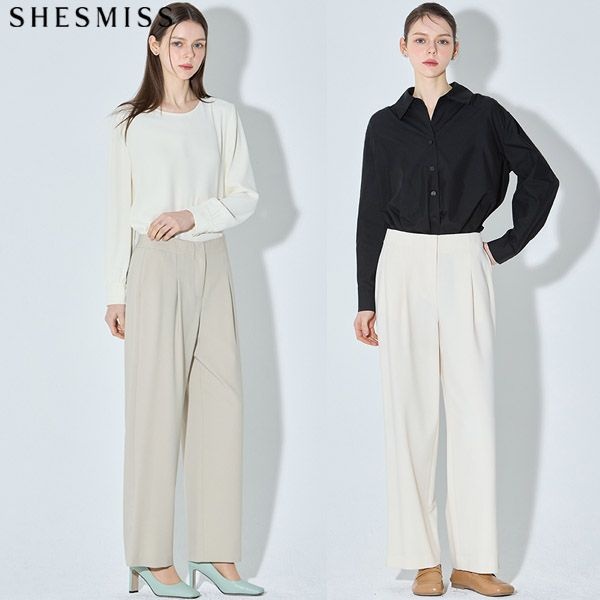 [쉬즈미스(SHESMISS)] 여유로운 핀턱 와이드 팬츠 (택가격
