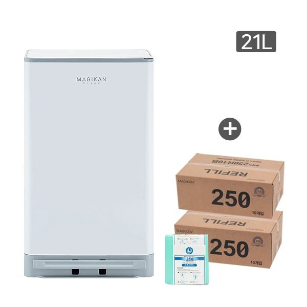 매직캔 휴지통 쓰레기통 히포 21L 화이트 (추가 250R10G+250R10G)