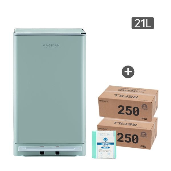 매직캔 휴지통 쓰레기통 히포 21L 세이지 (추가 250R10G+250R10G)