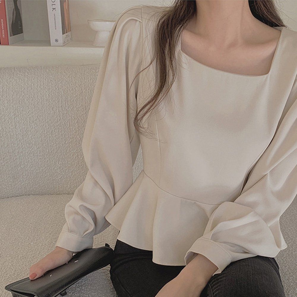 [무료배송/빠른배송]브라우스 레이스 여성긴팔 히트 배색 셀닥터 셀