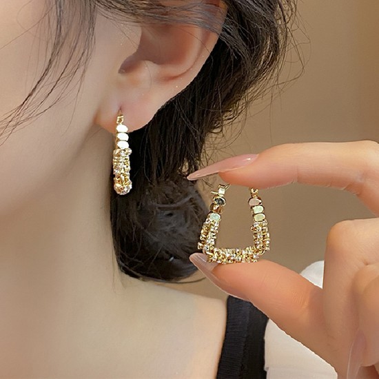 큐빅 다이아몬드 무드 U 링 우아한 귀걸이 실버 925 은침 원터치