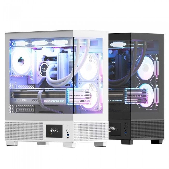 아이구주 VENTI P5000L 모니터링 LCD 컴퓨터 PC케이스 (화이트)