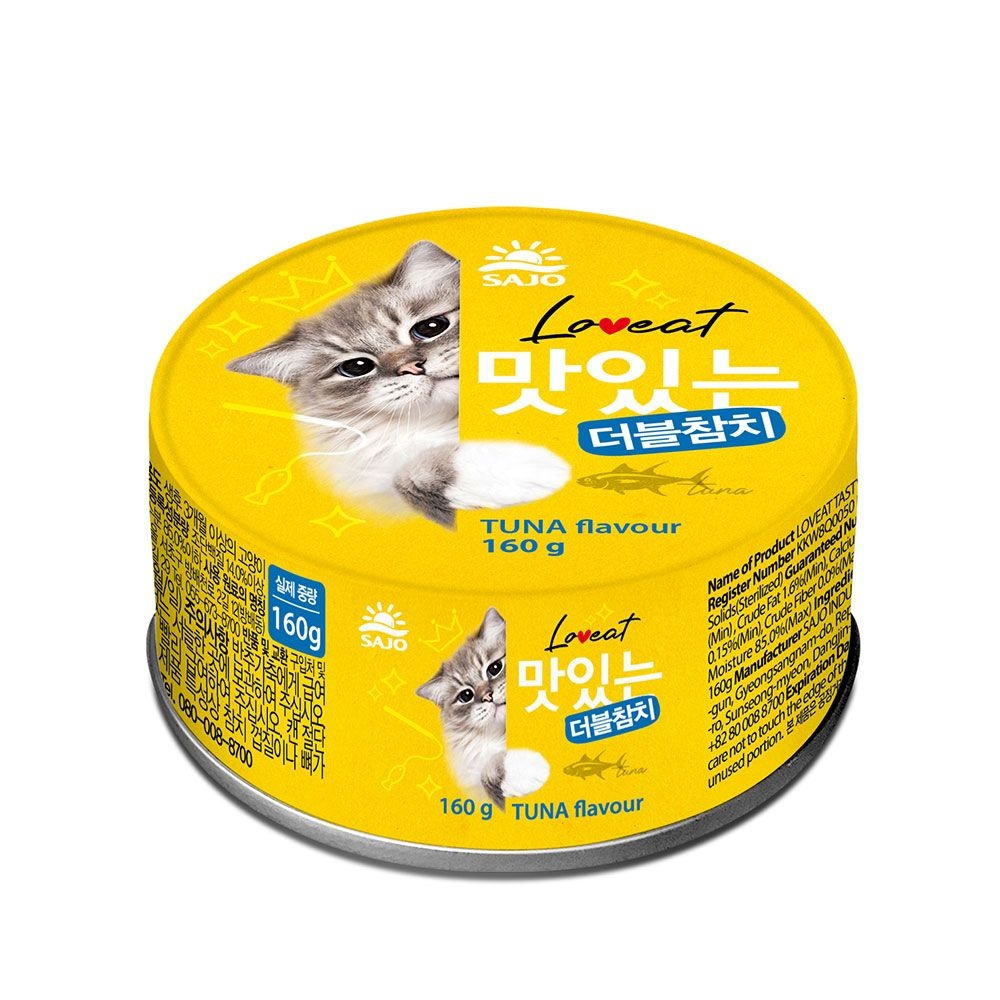 러브잇 사조 러브잇 맛있는캔 160g 더블참치 고양이간식