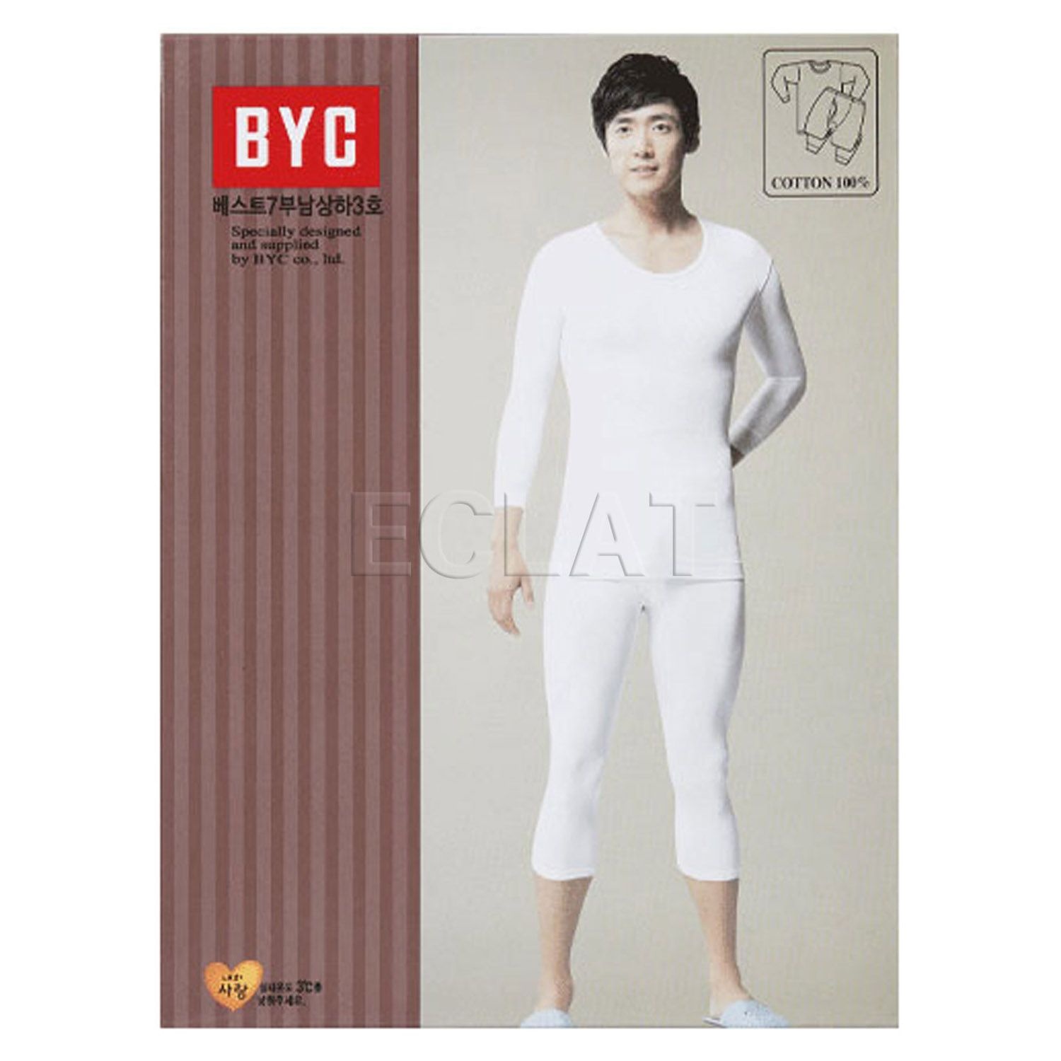 BYC 베스트 7부 남성 내복 상하 세트-WH