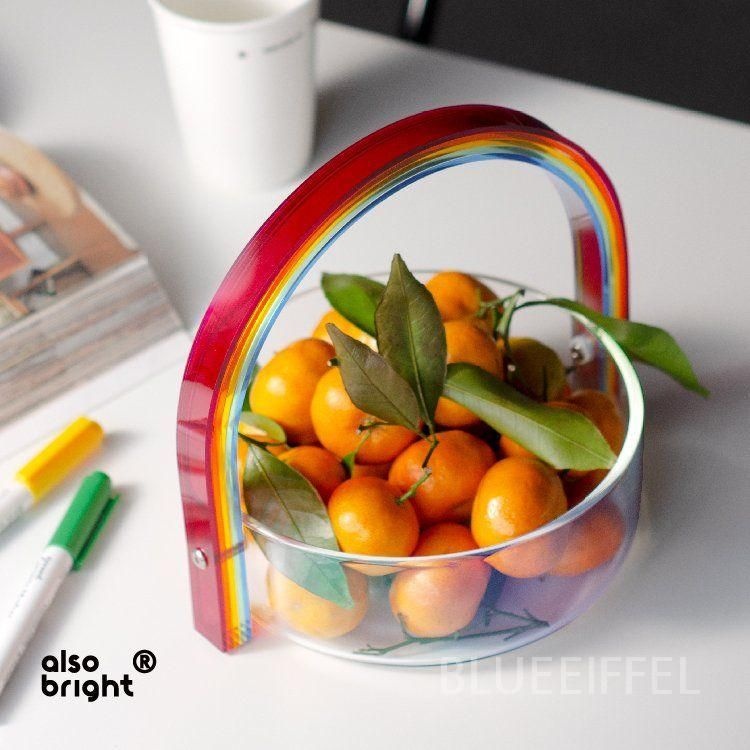 블루에펠 협력사 [해외] 모던레인보우아크릴바구니 인테리어과일접시 거실과일바구니