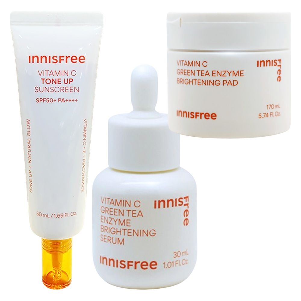 이니스프리 비타민C 잡티 톤업 선크림+엔자임 잡티 토닝 패드 60매+엔자임 잡티 토닝 세럼 30ml