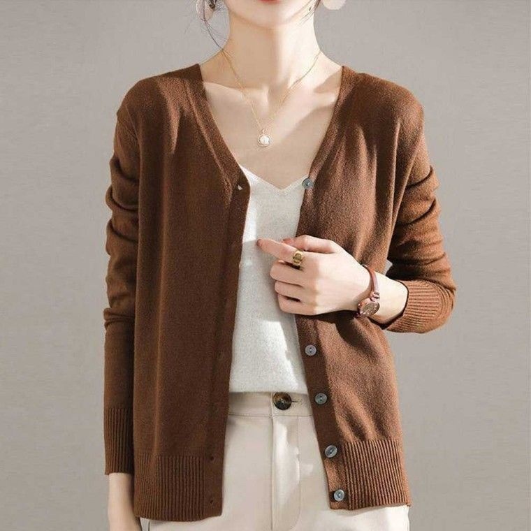 가을 베이직 여자 오피스 룩 올데이 정장 가디건 코디 브이넥 Y4B